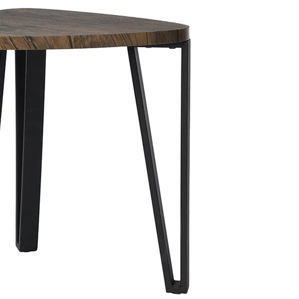 Stacking Side Table Set of 3, Nesting Triangle End Coffee Tables, Vintage Brown