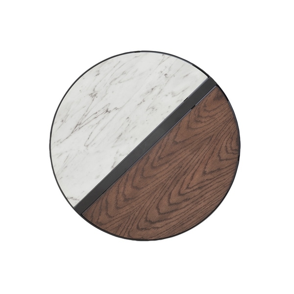 Rolinda Two Toned Side Table with Faux Marble Top