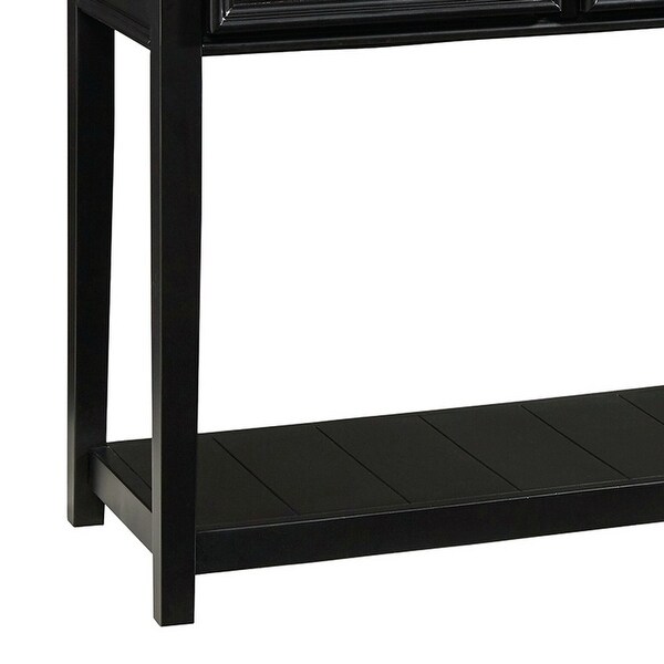 Billy 50 Inch Sofa Console Table, 3 Drawers and Plank Style Shelf, Black