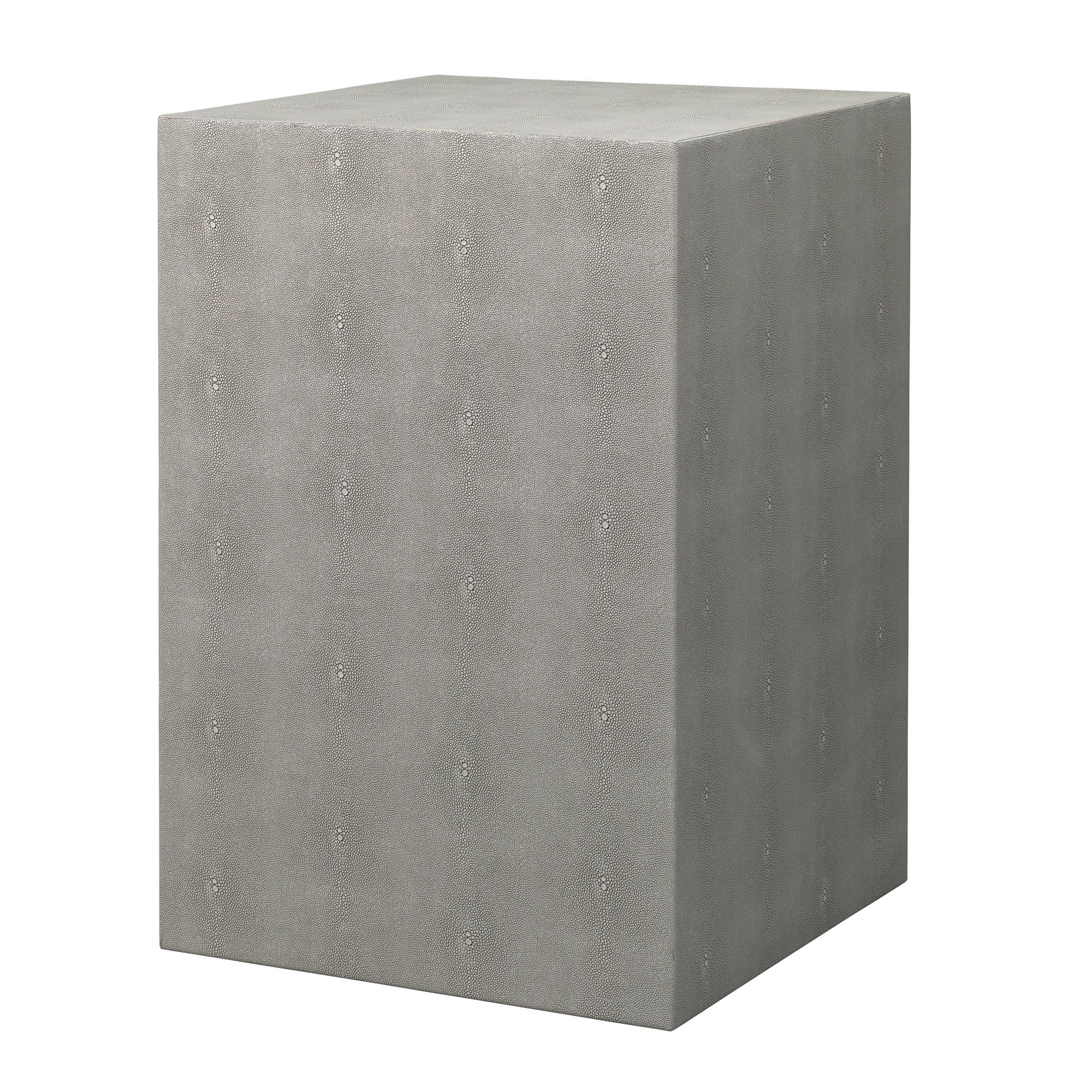 Alden Décor Esme Faux-Shagreen Square Side Table, Grey