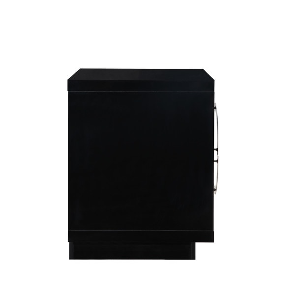 Chic Home Norcia Nightstand Side Table Crocodile Lacquer Finish with 2 Self Closing Drawers, Modern Contemporary