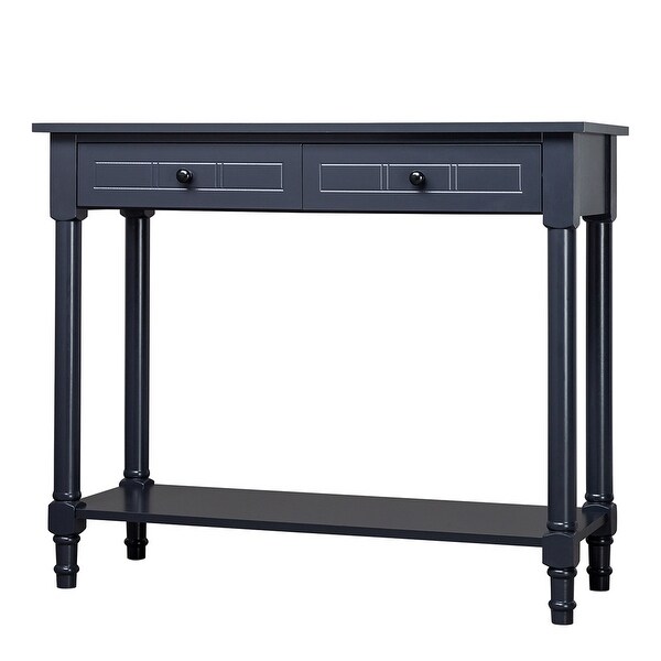 2-Tier Console Table with 2 Drawers, Sofa Table with Storage Shelves