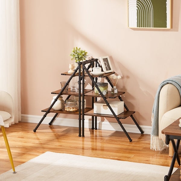 VECELO, Triangular Side Table With 3-tier Storage Shelves(1PCS/2PCS)