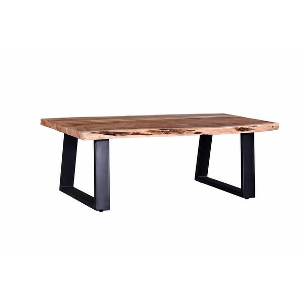 45 Inch Rustic Coffee Table, Wood Tabletop, Iron Legs, Eco Friendly, Brown