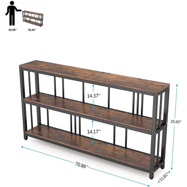 3 Tiers Sofa Table, Narrow Long Sofa Table with Storage Shelves - 11.81