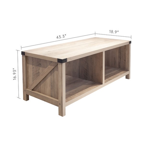 2-Tier Coffee Table with Shelf, ,Sofa Center Table, Wood Coffee Table for Living Room