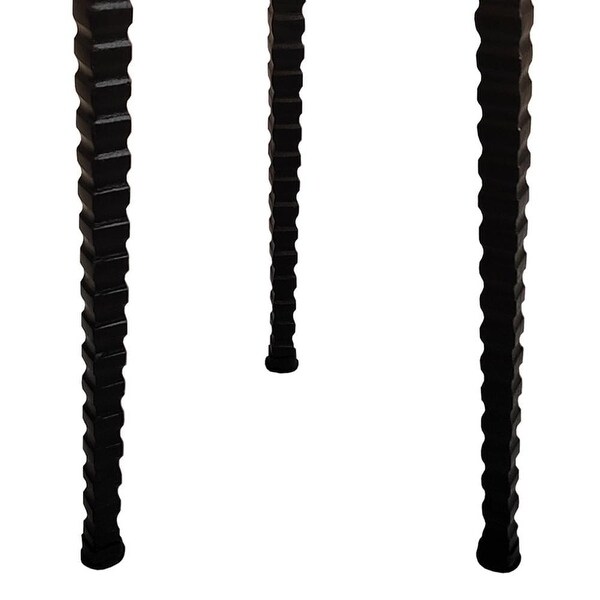 22 Inch Round Wooden Side Table with Tapered Tripod Base, Brown and Black - 21