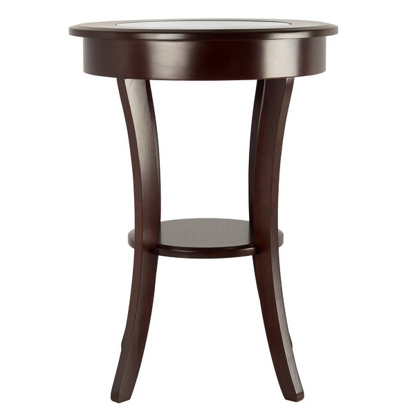 Round Accent Table, Entryway Table Side Table W/ Glass and Curved Legs