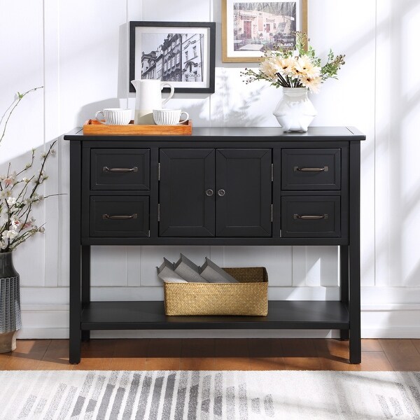 Console Table with 4 Drawers, 1 Cabinet and 1 Shelf
