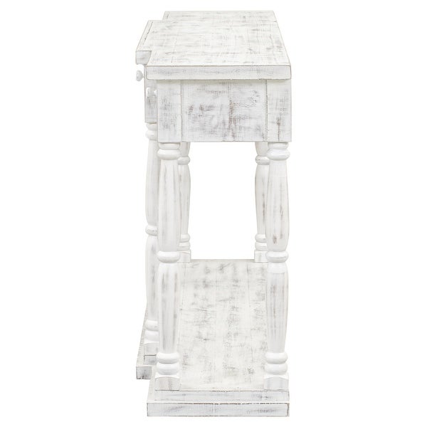 Solid Wood Console Table w/4 Drawers and Shelf for Hallway, Living Room