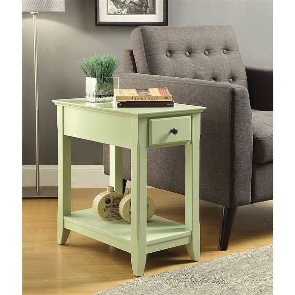 Side Table, Sofa Table Snack Table with Bottom Shelf and 1 Drawer