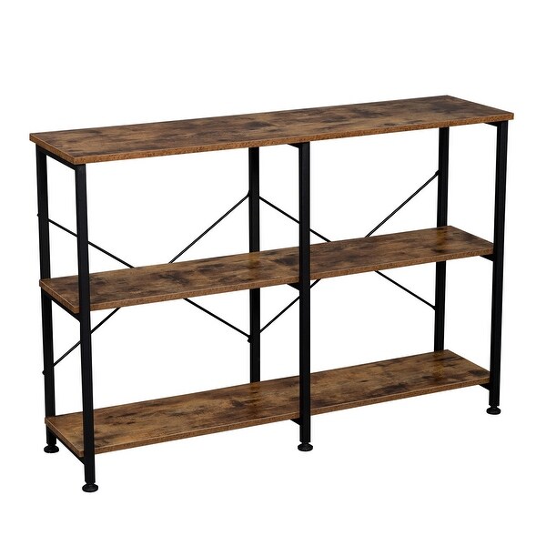 3-Tier Console Sofa Table, Industrial Foyer Table for Living Room, Entry Way, Hallway, Rustic Brown RT - 44.5