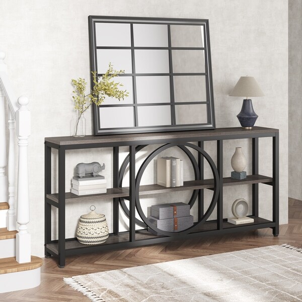 Sofa Console Table, 3 Tiers Industrial Narrow Long Sofa Table