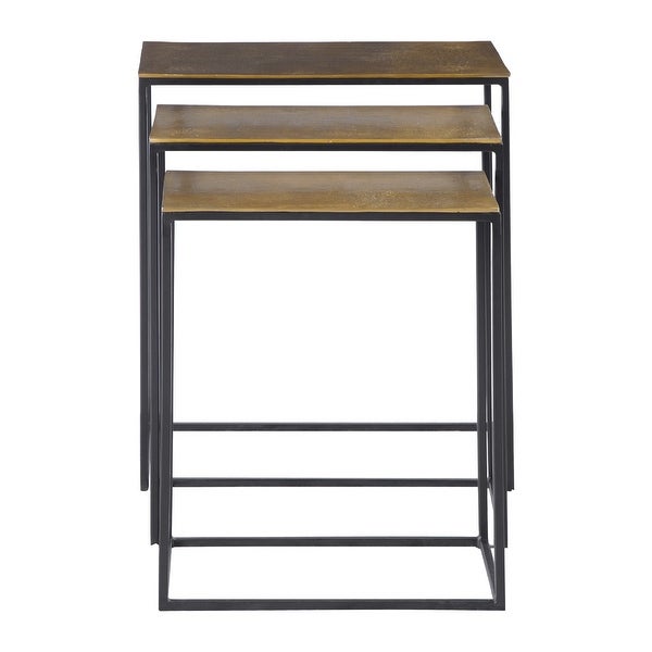 Set of Three Contemporary Black and Gold Nesting Tables 25.5
