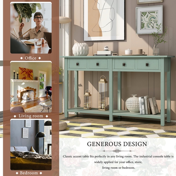 Brushed Texture Entryway Console Table with Drawer and Shelf, Espresso