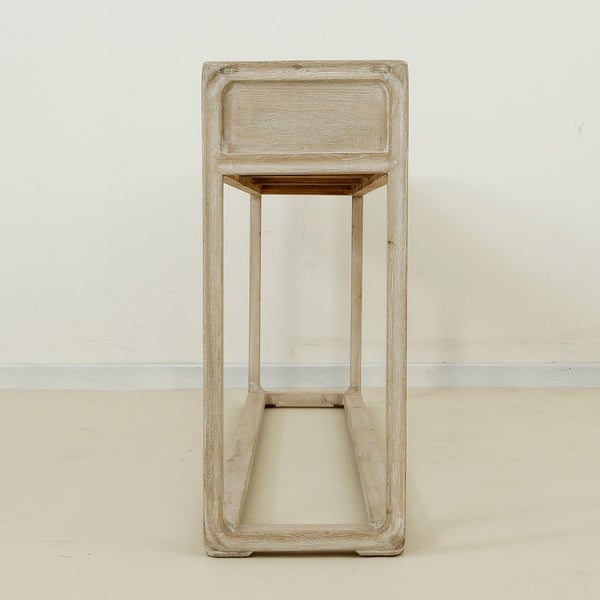 Artissance Reclaimed Peking Console Table With 3 Drawers and Weathered White Wash Finish, 34 Inch Tall