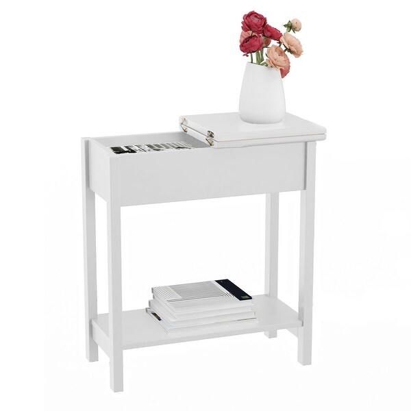 Lavish Home Set of 2 Flip Top Console Tables, White