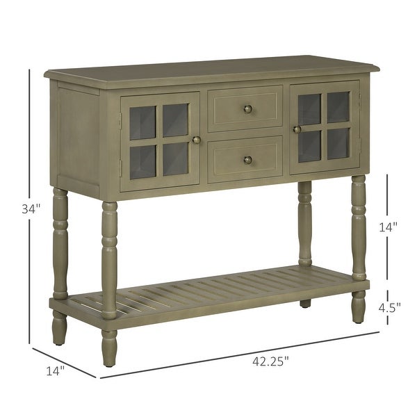 HOMCOM Vintage Console Table with 2 Drawers and Cabinets, Retro Sofa Table for Entryway, Living Room and Hallway