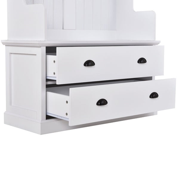 Hallway Coat Rack with Hooks and Drawers , Metal drawer Handles