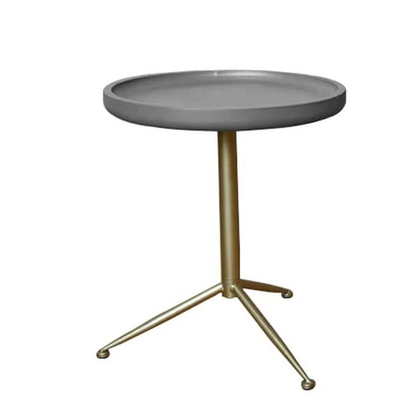 Round Wooden Side Table with Tripod Base, Large, Gold and Gray - 22 H x 19 W x 19 L Inches