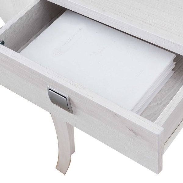 33 Inch 1 Drawer Wooden Console with Curved Legs, White