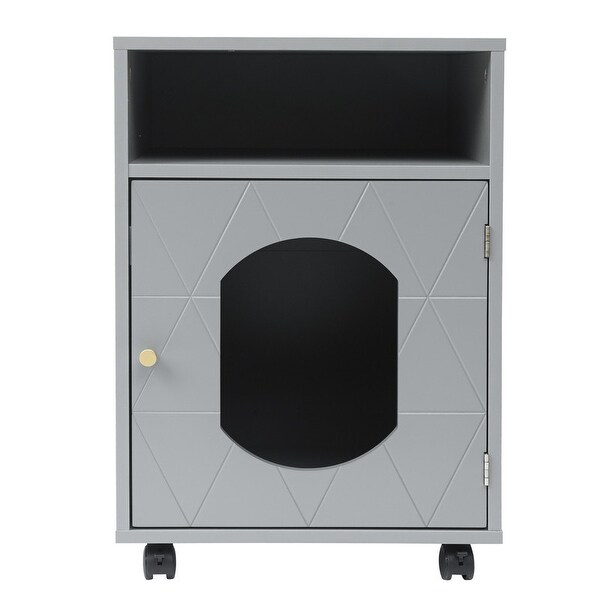 Wood Side Table with Pet House, Grey(17.21