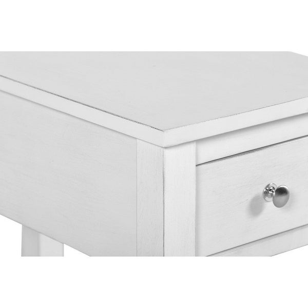 Nili 24 Inch Side End Table, Crisp White Finish, Single Drawer and Shelf - 24 H x23.75 W x 12 L Inches