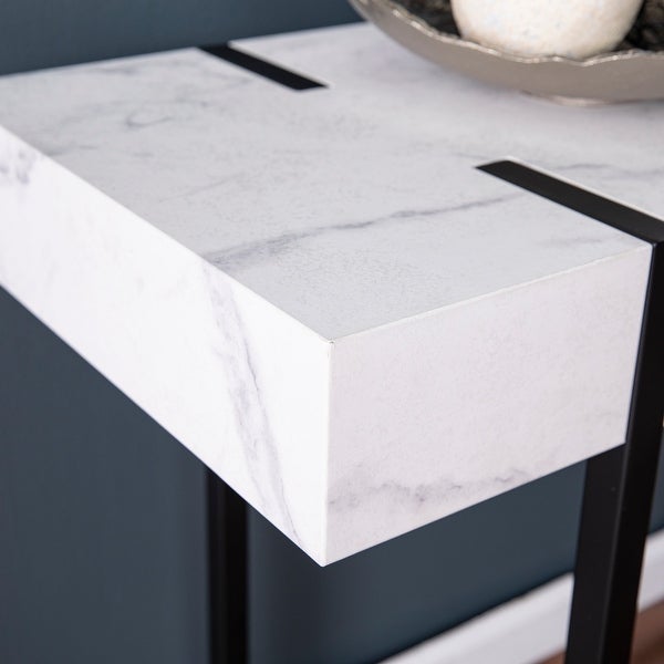 Rahilee Marble Console Table, White