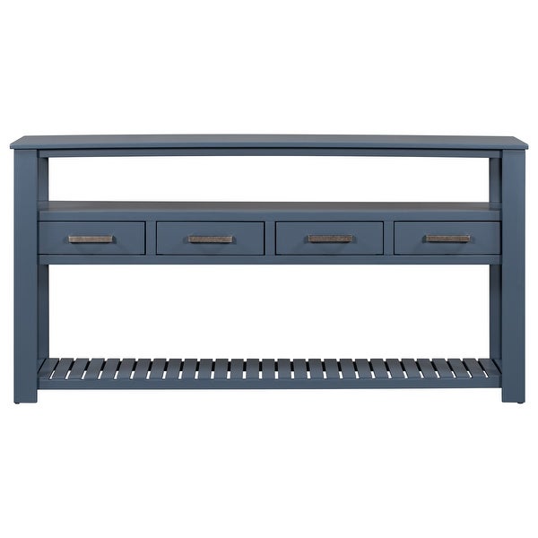 62.2'' Console Table Sofa Table for Living Room with 4 Drawers and 2 Shelves, Multifunction Vintage Console Table for Hallway