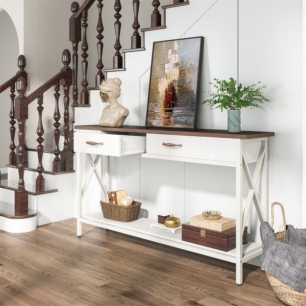Sofa Table, Narrow Industrial Console Table,Entryway Table with Drawer
