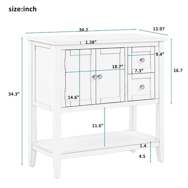36'' Modern Console Table Sofa Table with 2 Drawers 1 Cabinet and 1 Shelf