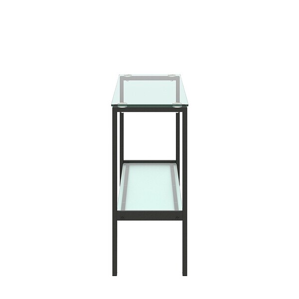 Rectangular Console Table, Double-layer Tempered Glass Porch Table
