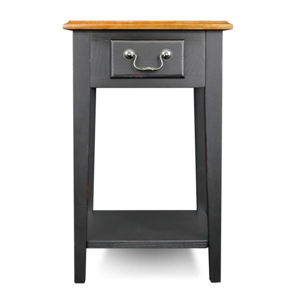 Leick Home 9041-MED One Drawer Square Side Table with Shelf, Medium Oak