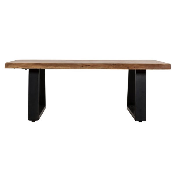 45 Inch Rustic Coffee Table, Wood Tabletop, Iron Legs, Eco Friendly, Brown