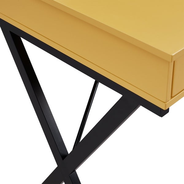 2 Drawers Writing Desk with Stoving Varnish Steel Frame, MDF Table Top