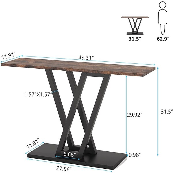Console Sofa Table, Industrial Entryway Table for Hallway