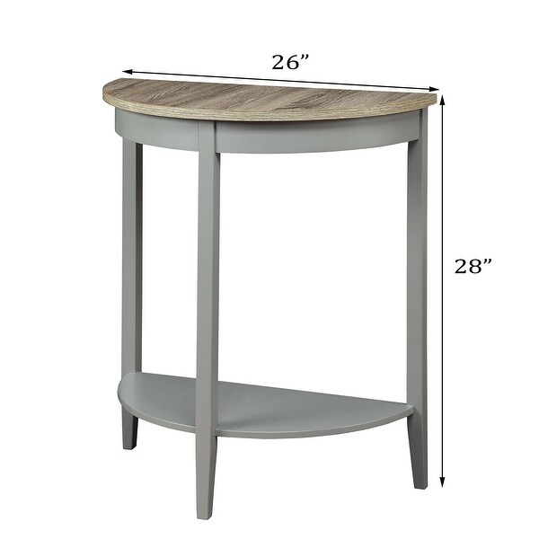 Half Moon-Shape Console Table, Side Table W/ Lower Display Shelf