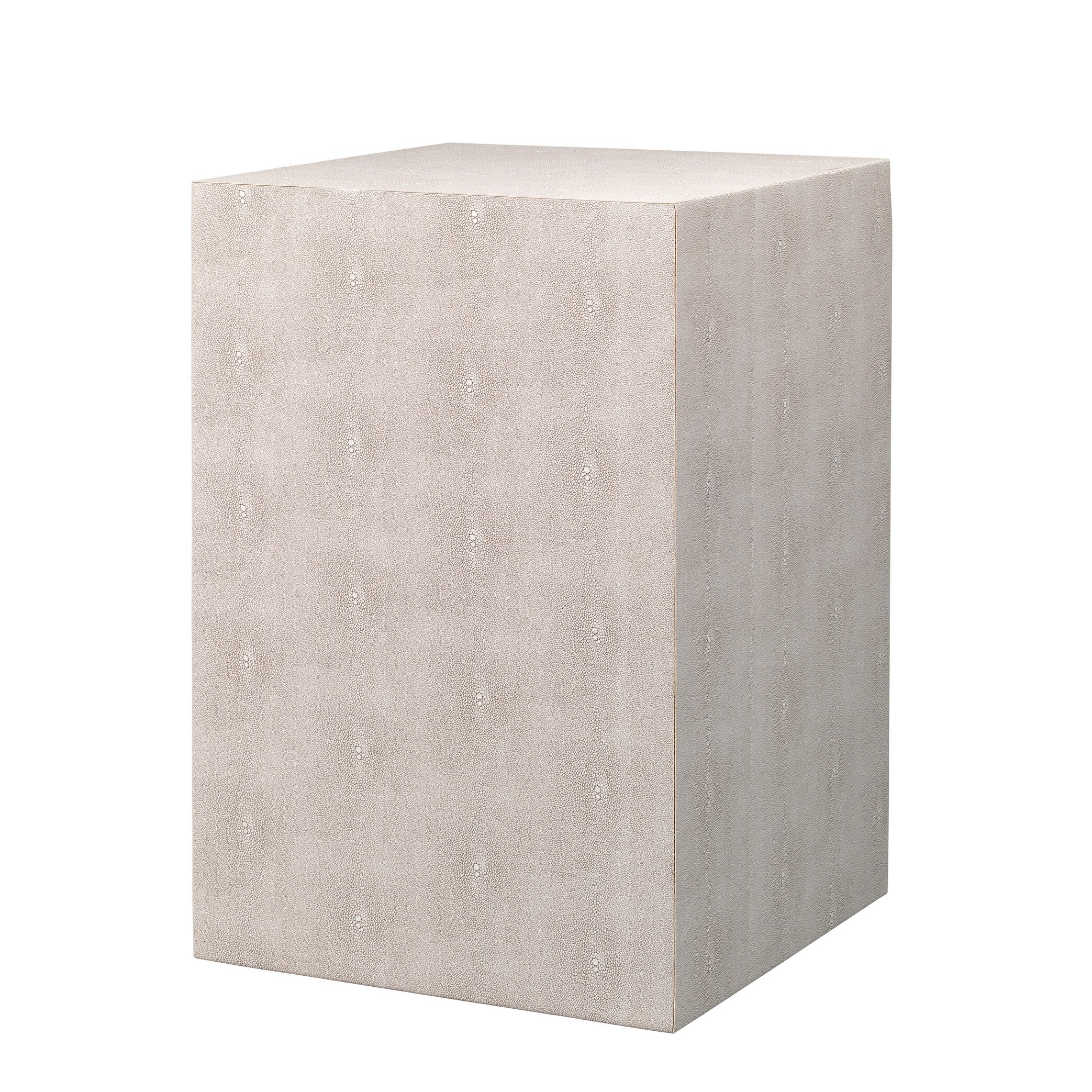 Alden Décor Esme Faux-Shagreen Square Side Table, Cream