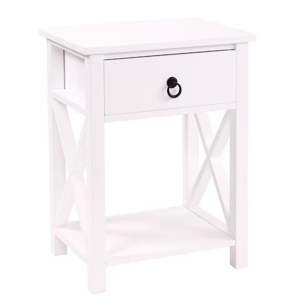 2 Piece Coffee Table with One Drawer Bedside Table X-Shaped Side Table with Storage Shelf End Table for Living Room,Bedroom