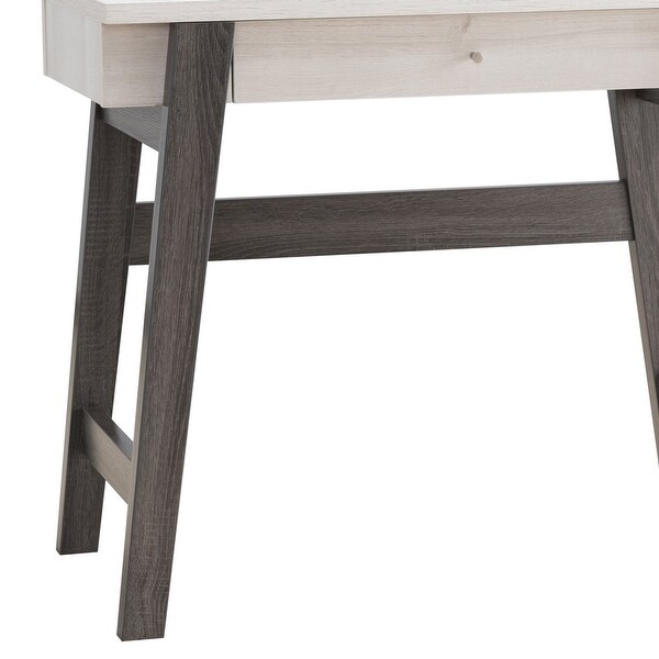 36 Inch Modern Console Sofa Side Table, 2 Tone Wood, White, Distressed Grey