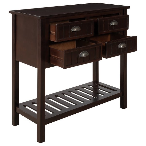 Sideboard Console Table with Four Drawers and Bottom Shelf for Living Room, Entryway, Hallway