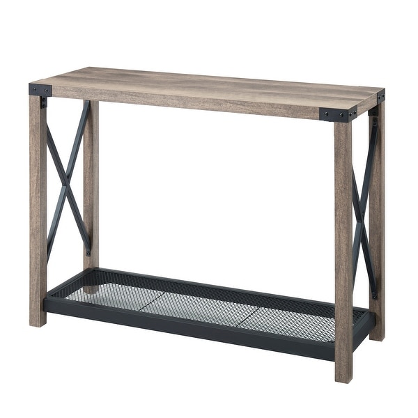 Farmhouse Entry Table, Industrial Sofa Table with 2 Tier Console Table