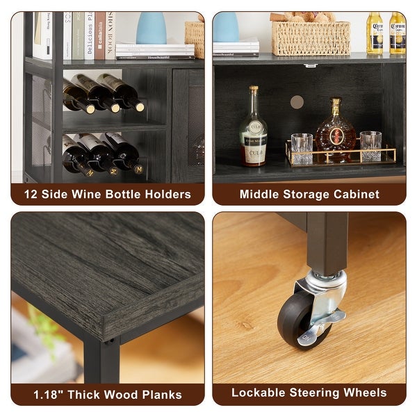 Wine shelf table, modern wine bar cabinet, console table, bar table, TV cabinet, sideboard with storage compartment