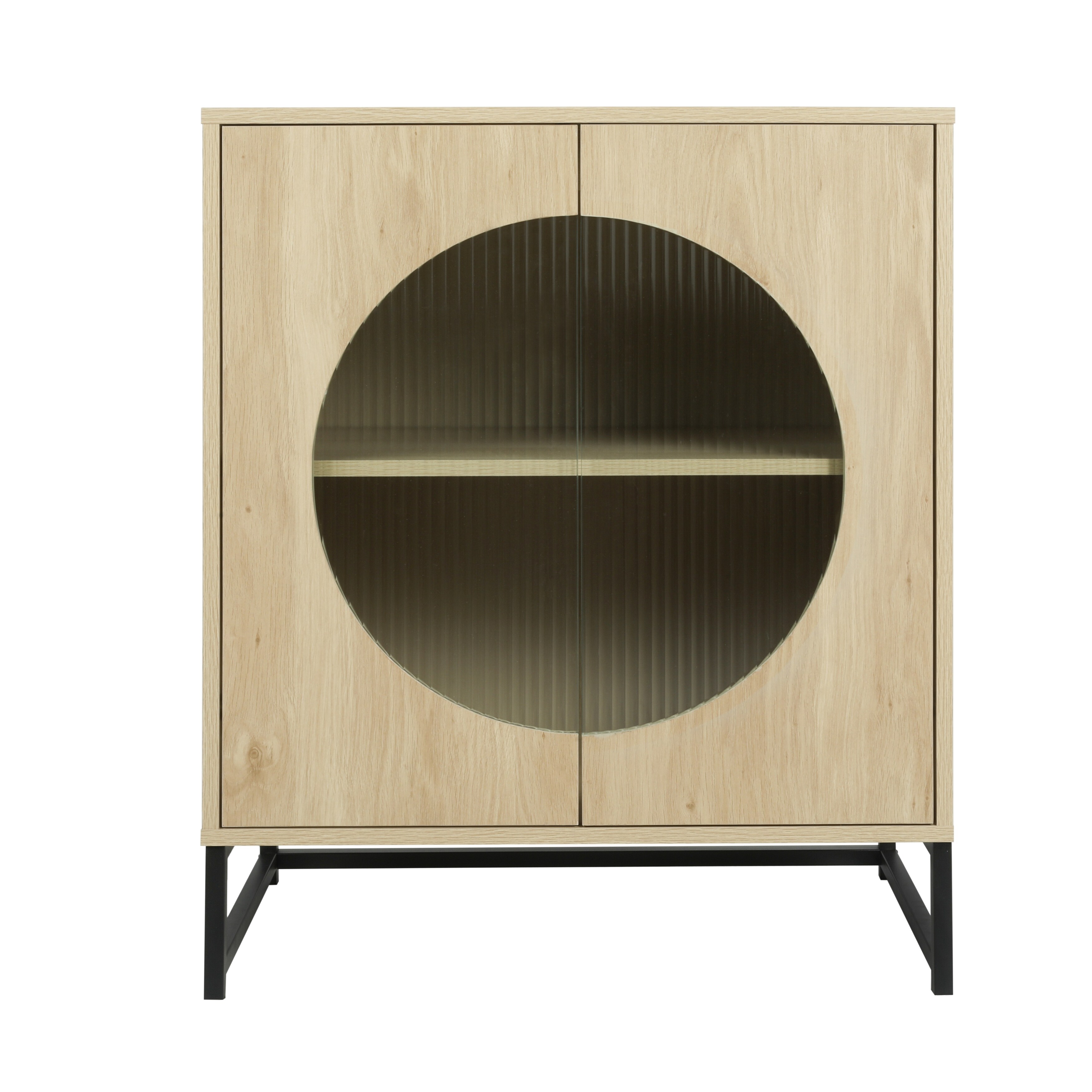 Storage Cabinet with Glass Door, No handle design,Push to open the door,Sideboard Buffet Cabinet for Kitchen,Dining Room