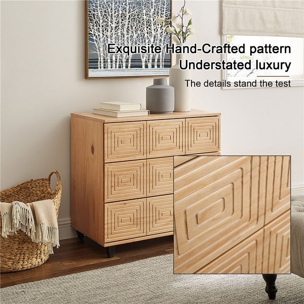 BIKAHOM Solid Wood 3 Drawer Dresser for Bedroom, Storage Organizer for Hallway,Stylish Dressers, Side Table for Living Room