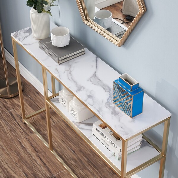 Mcombo Narrow Console Table, Sofa Table Small TV Entryway Table with Storage Shelf, Buffet Table for Hallway Living Room