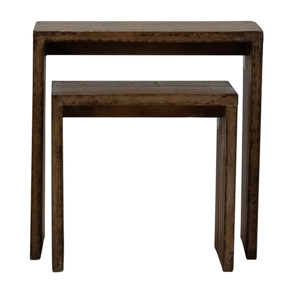 Evie Set of 2 Nesting Side Tables, Medium Brown