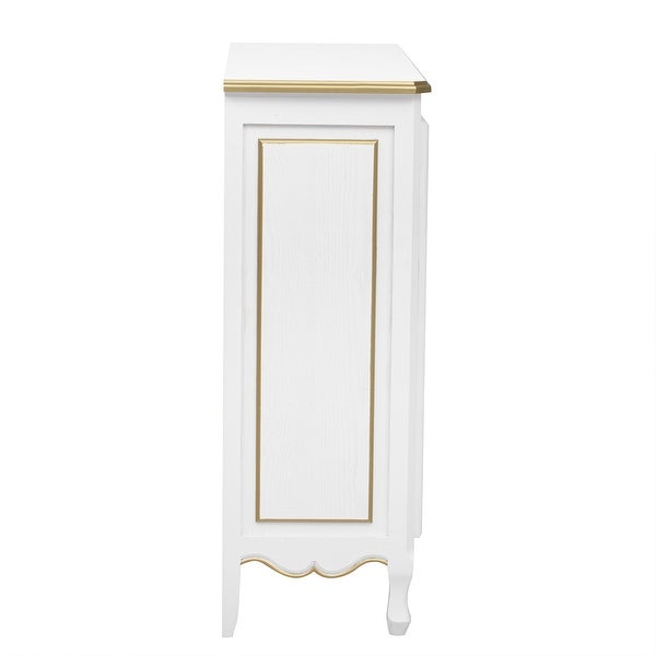 Accent Storage Cabinet with 2 Doors,Pure Hand Drawn,Solid Wood Legs