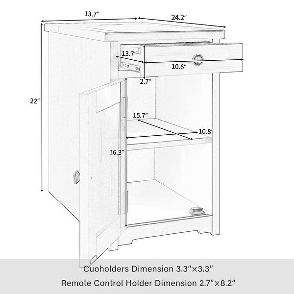 Nightstand, Classic Livingroom End Table Side Table with USB Ports