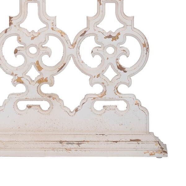 32 Inch Console Table, Fir Wood, Traditional, Scrollwork, Whitewash, Brown